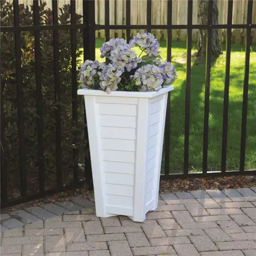Mayne 5868-W Lakeland 28 in. Tall Self-Watering White Polyethylene Planter