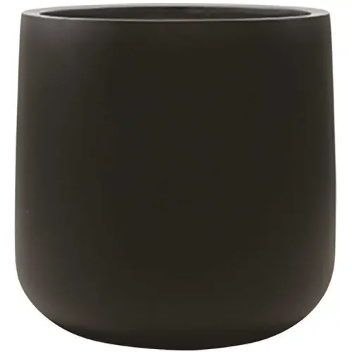 Syrah 16 in. x 16 in. x 16 in. Opening Matte Black Round Bottom Fiberglass Planter