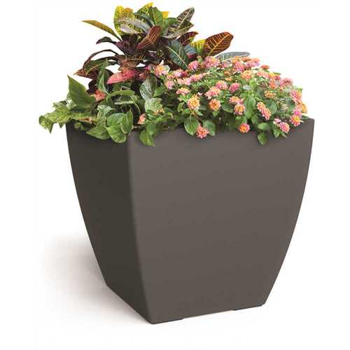 Kobi 24 in. x 24 in. Graphite Grey Polyethylene Self-Watering Planter