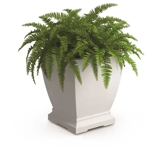 Acadia 16 in. Square Self-Watering White Polyethylene Planter