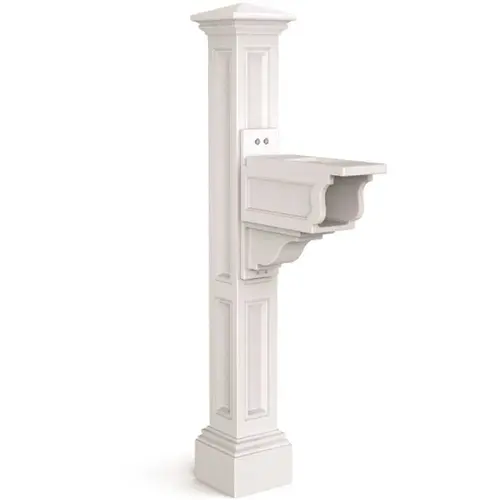 Charleston Plus Decorative Polyethylene Mailbox Post, White