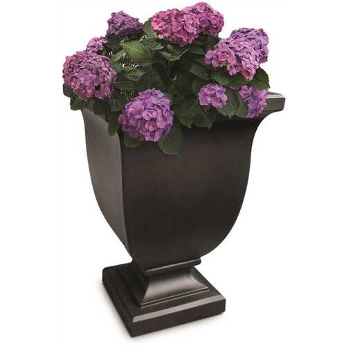 Augusta 26 in. Tall Self-Watering Black Polyethylene Planter