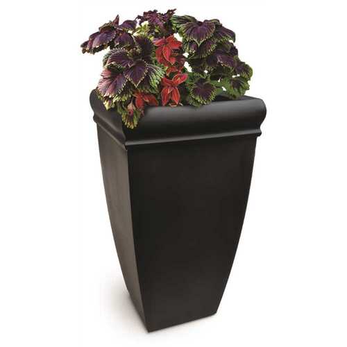 Chelsey 28 in. Tall Self-Watering Black Polyethylene Planter