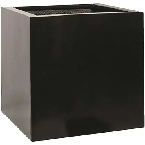 Carlo 8 in. x 8 in. x 28 in. Matte Black Fiberglass Rectangular Planter