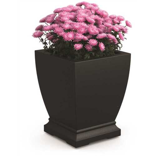 Acadia 16 in. Square Self-Watering Black Polyethylene Planter