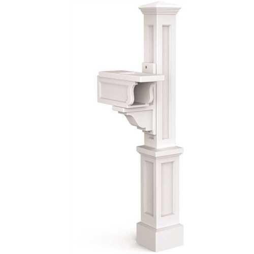 Mayne 5809WH Rockport Single Decorative Polyethylene Mailbox Post, White