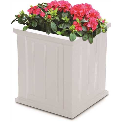 Mayne 4837-W Cape Cod 16 in. Square Self-Watering White Polyethylene Planter
