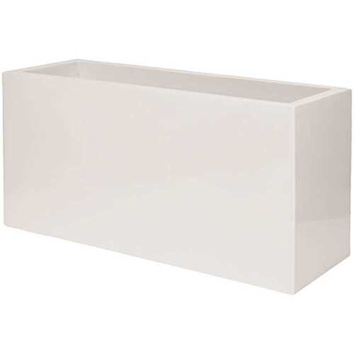 Vasesource E1066-S1-W Carlo 15.8 in. x 11.8 in. x 31.5 in. Glossy White Fiberstone Rectangular Planter