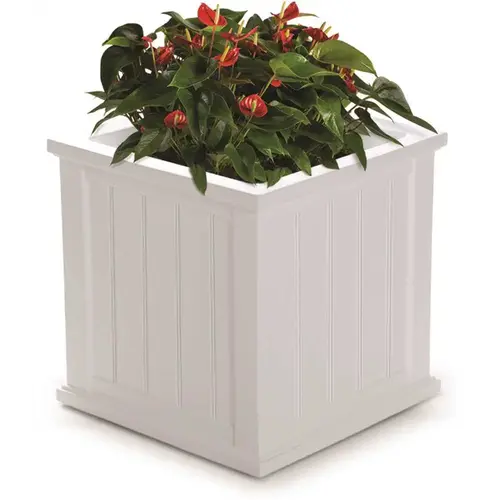 Cape Cod 20 in Square Self-Watering White Polyethylene Planter