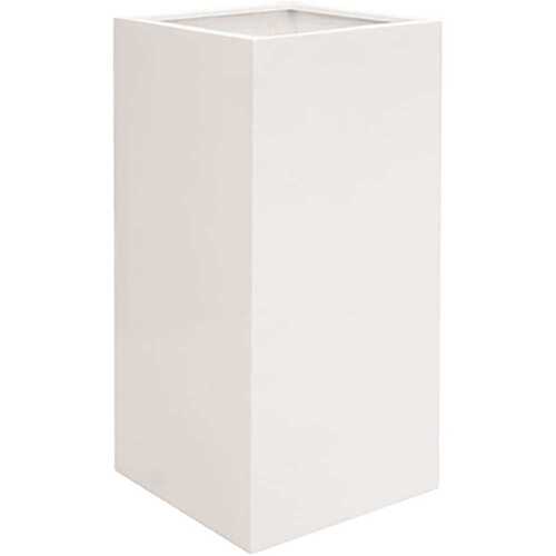 Cube 16 in. x 16 in. Glossy White Fiberstone Square Cube Planter