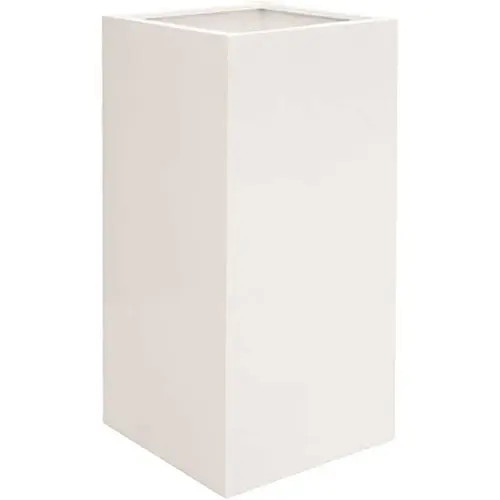 Cube 16 in. x 16 in. Glossy White Fiberstone Square Cube Planter
