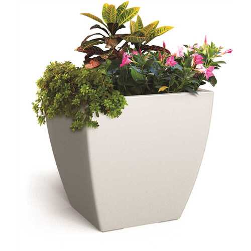 Kobi 24 in. x 24 in. White Polyethylene Self-Watering Planter