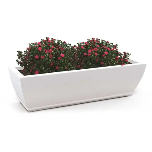 Acadia 36 in. x 11 in. Self-Watering White Polyethylene Window Box