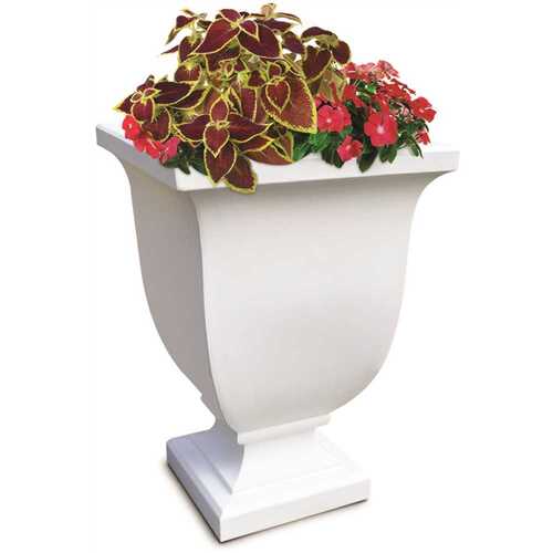 Mayne 5894-W Augusta 26 in. Tall Self-Watering White Polyethylene Planter