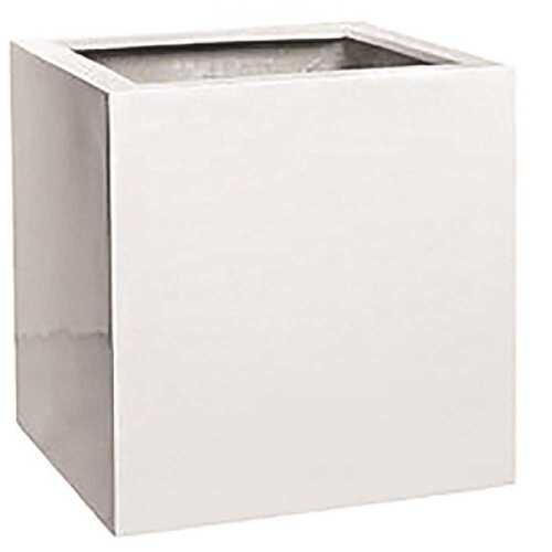 Cube 12 in. x 12 in. Matte Gray Fiberstone Square Cube Planter