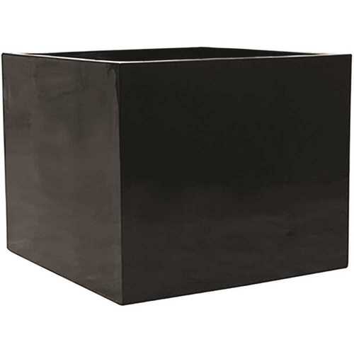 Vasesource E1076-S1-01 36.25 in. x 43.25 in. x 43.25 in. Jumbo XL Black Cube Fiberstone Planter
