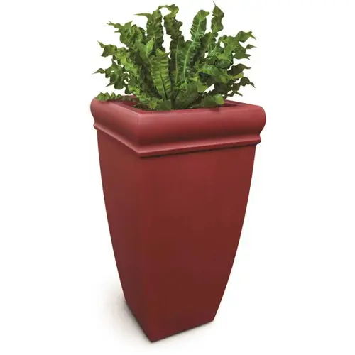 Chelsey 28 in. Tall Self-Watering Red Polyethylene Planter