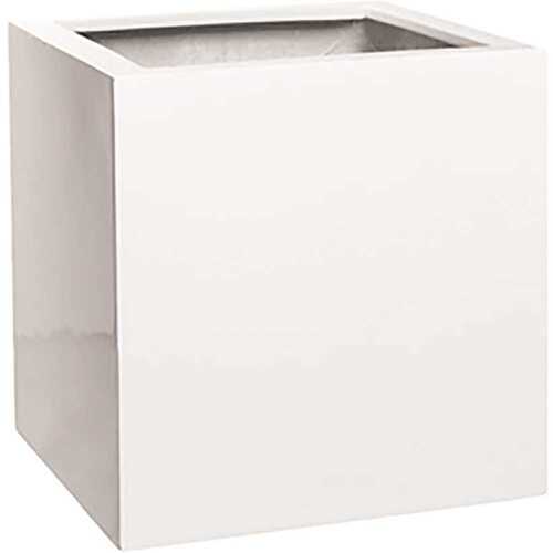 Syrah 16 in. x 16 in. x 16 Opening White Round Bottom Fiberglass Planter