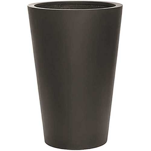 27.5 in. x 18.5 in. x 18.5 in. Belle Med Natural Black Round Fiberstone Planter