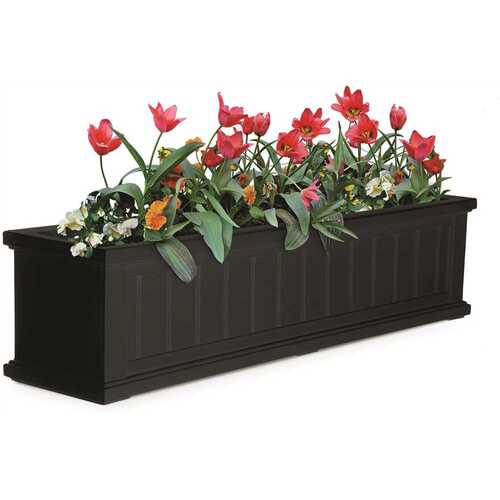 Cape Cod 48 in. x 11 in. Self-Watering Black Polyethylene Window Box