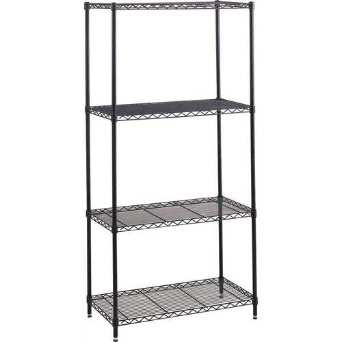 48 in. W x 18 in. D x 72 in. H Black Industrial Wire 4-Tier Shelving Starter Kit