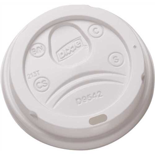 Dome Plastic Hot Cup Lids, Large, White, (1,000 Lids per Case)