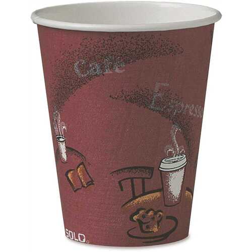 SOLO INC SCC378SIPK 8 oz. Bistro and Maroon Paper Hot Drink Cups