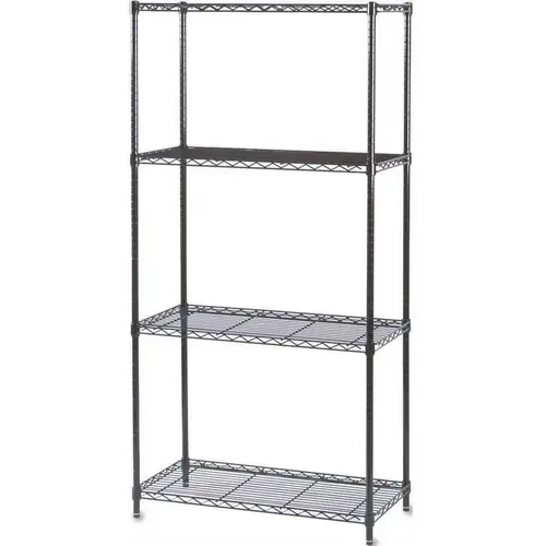 36 in. W x 18 in. D x 72 in. H Black Commercial Wire 4-Tier Shelving Unit