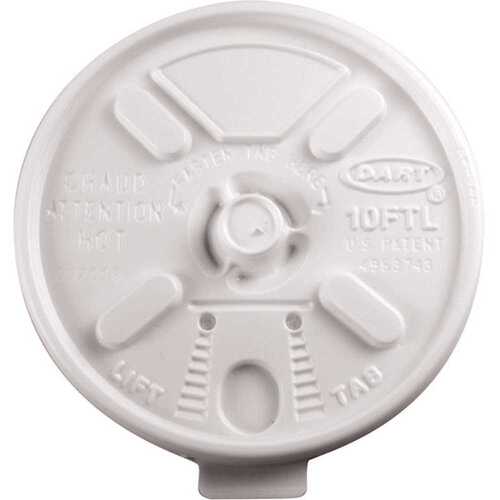 DART 10FTL Plastic lift n' lock 10 oz. White Lids for Cups (1,000-Per Case)