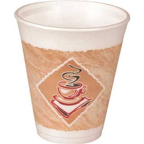 Brown and Green 8 oz. Thermo-Glaze Cafe G Styrofoam Coffee Cups (1,000-Per Case)