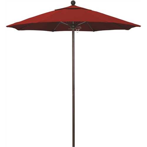 California Umbrella ALTO758117-5403 7.5 ft. Bronze Aluminum Commercial Market Patio Umbrella with Fiberglass Ribs and Push Lift in Jockey Red Sunbrella