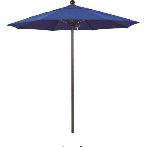 California Umbrella ALTO758117-5401 7.5 ft. Bronze Aluminum Commercial Market Patio Umbrella with Fiberglass Ribs and Push Lift in Pacific Blue Sunbrella