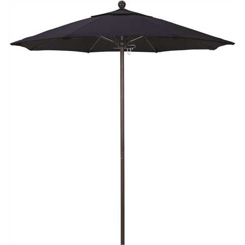 California Umbrella ALTO758117-5439 7.5 ft. Bronze Aluminum Commercial Market Patio Umbrella with Fiberglass Ribs and Push Lift in Navy Blue Sunbrella