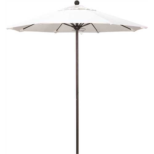 7.5 ft. Bronze Aluminum Commercial Market Patio Umbrella with Fiberglass Ribs and Push Lift in Natural Sunbrella