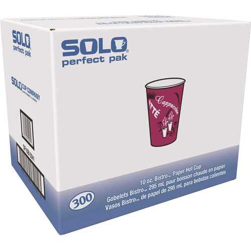 SOLO INC SCC10BI0041 10 oz. Bistro and Maroon Paper Hot Drink Cups
