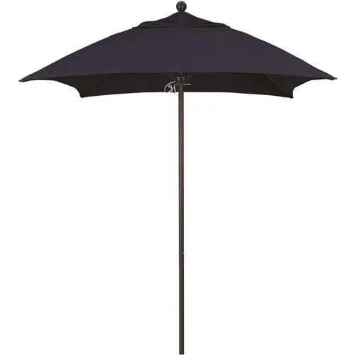 6 ft. Square Bronze Aluminum Commercial Market Patio Umbrella with Fiberglass Ribs and Push Lift in Navy Blue Sunbrella