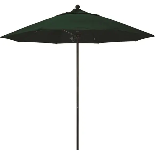 California Umbrella ALTO908117-5446 9 ft. Bronze Aluminum Commercial Market Patio Umbrella with Fiberglass Ribs and Push Lift in Forest Green Sunbrella