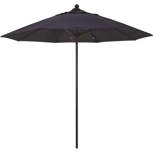 California Umbrella ALTO908117-5439 9 ft. Bronze Aluminum Commercial Market Patio Umbrella with Fiberglass Ribs and Push Lift in Navy Blue Sunbrella