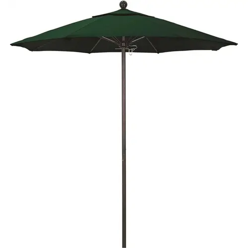 7.5 ft. Bronze Aluminum Commercial Market Patio Umbrella with Fiberglass Ribs and Push Lift in Forest Green Sunbrella