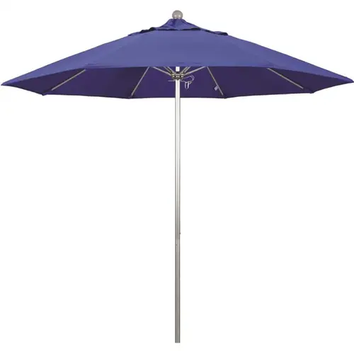 California Umbrella ALTO908002-5401 9 ft. Silver Aluminum Commercial Market Patio Umbrella with Fiberglass Ribs and Push Lift in Pacific Blue Sunbrella