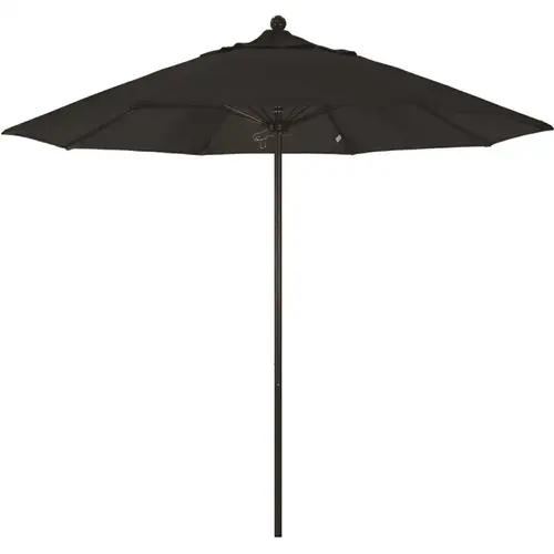 9 ft. Bronze Aluminum Commercial Market Patio Umbrella with Fiberglass Ribs and Push Lift in Black Sunbrella