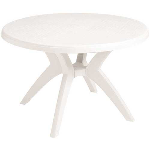 IBIZA 46 in. White Round Plastic Outdoor Dining Table