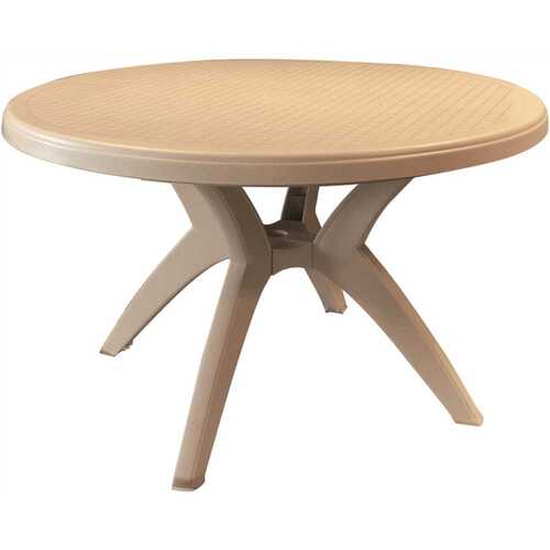 Grosfillex US526766 Ibiza 46 in. Sand Round Plastic Outdoor Dining Table