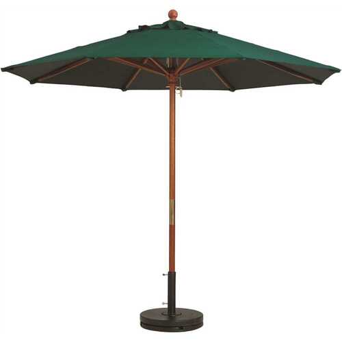 Grosfillex 98942031 7 ft. Market Wooden Patio Umbrella in Forest Green