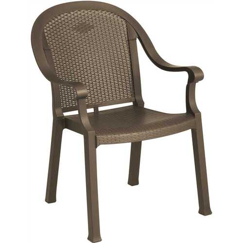 Grosfillex 99720037 Sumatra Bronze Stackable Plastic Outdoor Dining Chair