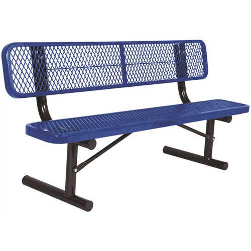 Everest 6 ft. Blue Portable Park Bench with Back