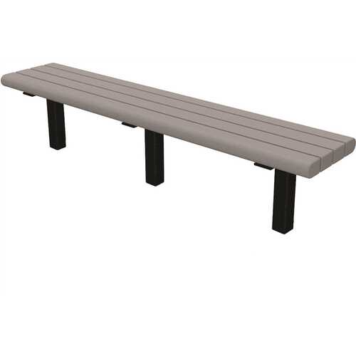 Creekside 6 ft. Gray In-Ground Mount Recycled Plastic Bench Grey