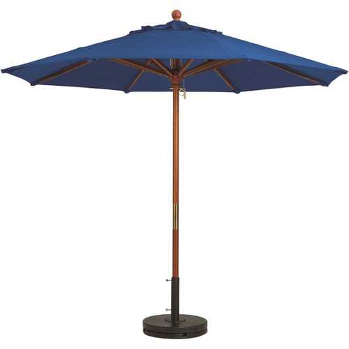 9 ft. Market Wooden Patio Umbrella in Pacific Blue