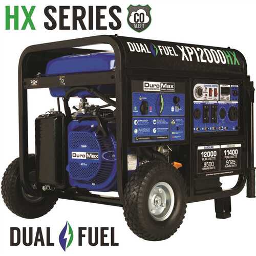 DUROMAX XP12000HX 12000/9500-Watt Dual Fuel Electric Start Gasoline/Propane Portable Home Power Back Up Generator with CO Alert Shutdown