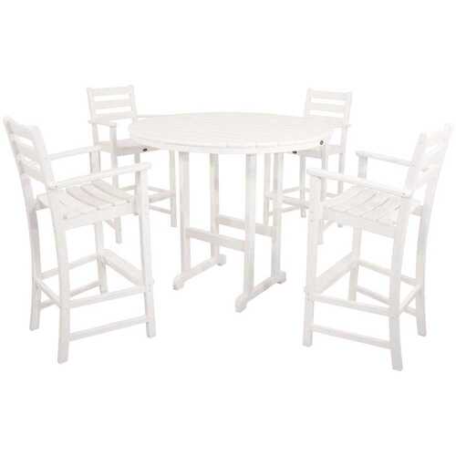 Trex Outdoor Furniture TXS119-1-CW Monterey Bay Classic White Plastic Outdoor Patio Bar Height Dining Set